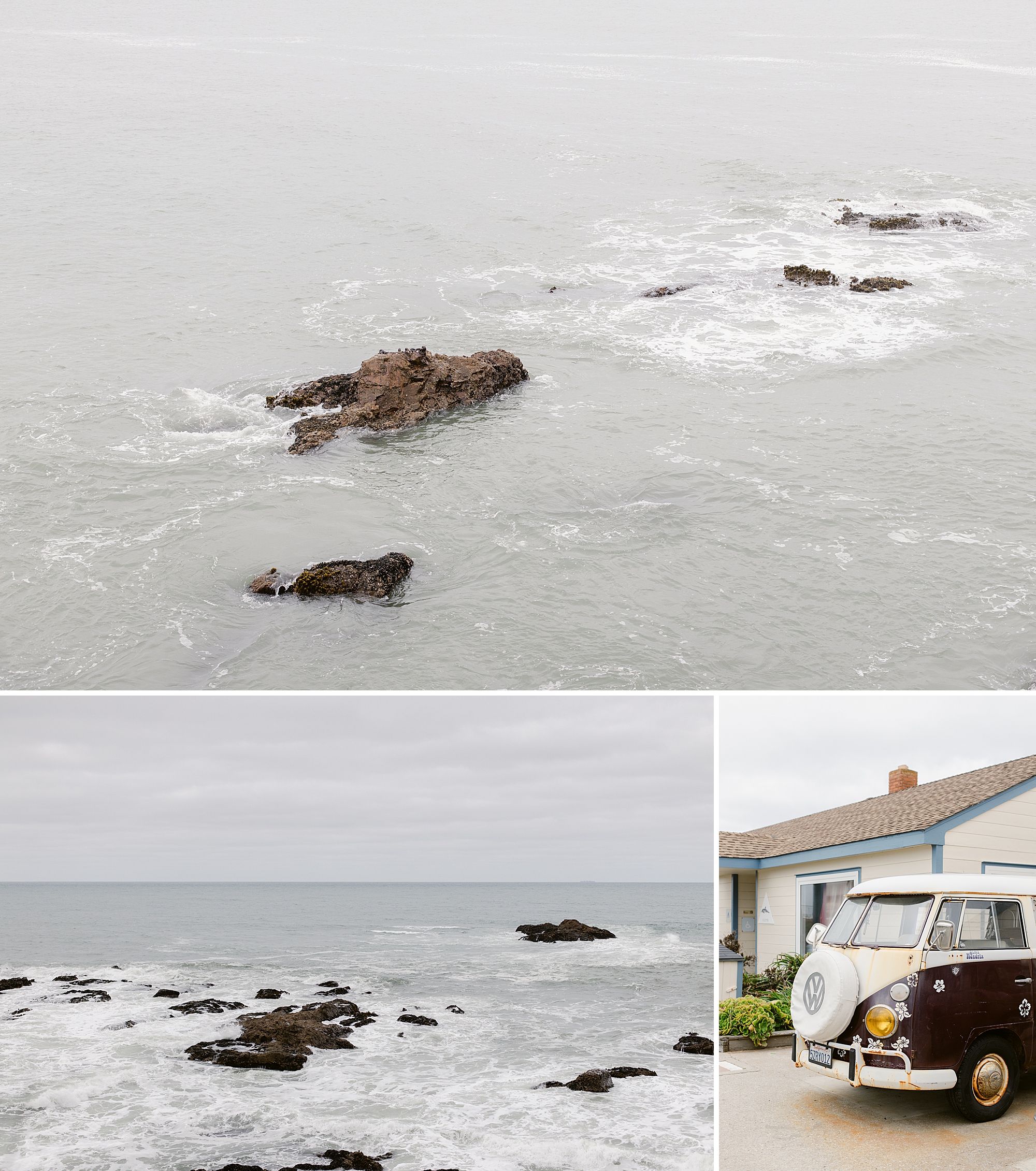 Pacific Ocean plus a Volkswagen Van equals California 