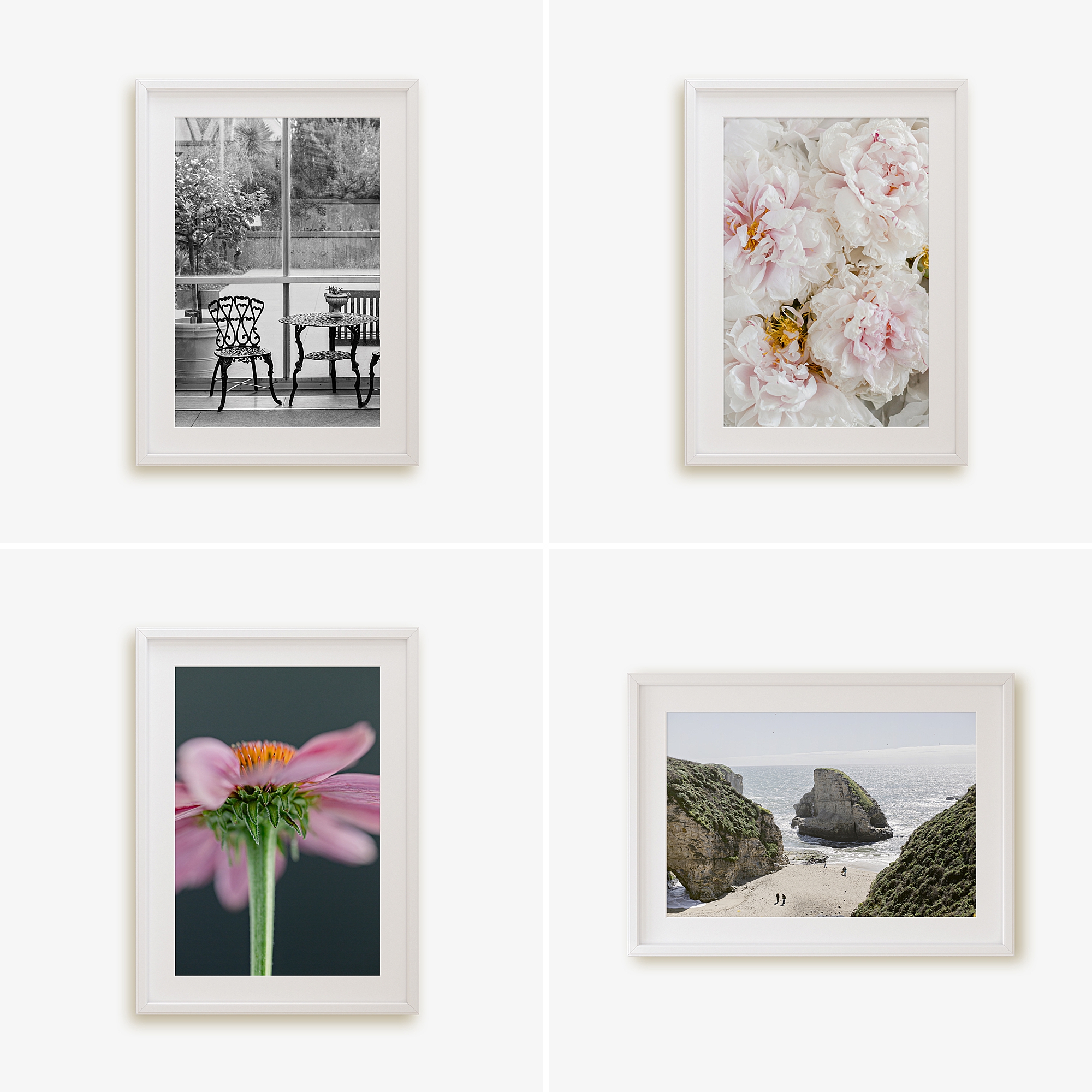 Print Shop display of landscapes and floral photography by photographer Brenda Landrum